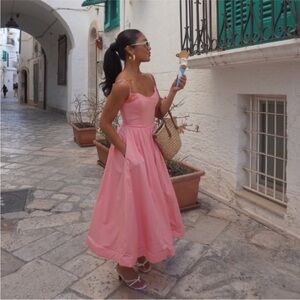 Elegant Pink Spaghetti Strap Dress